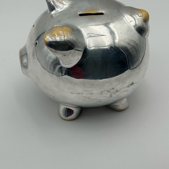 Chrome  Metal: Ceramic Weekend Piggy Coin Bank 8x7” - Picture 4 of 6